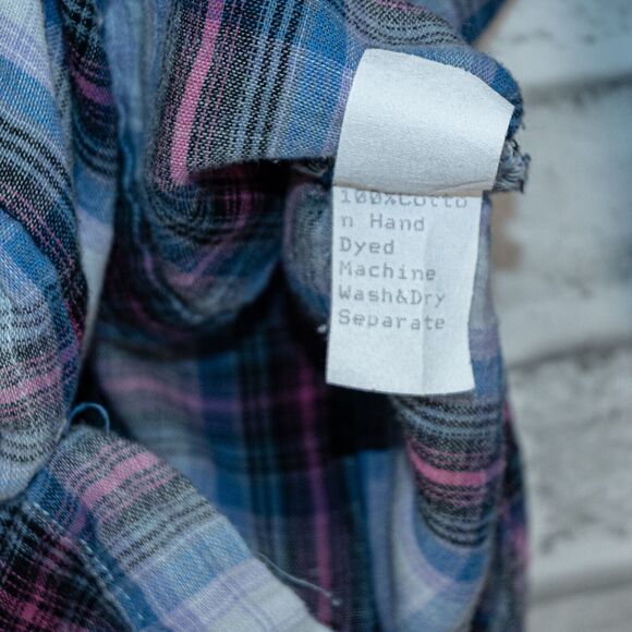 CP Shades Women's Blue Plaid Button up Flannel Shirt 100% Cotton size XS - Picture 6 of 8